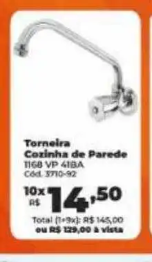 Lojas Becker Torneira cozinha de parede oferta