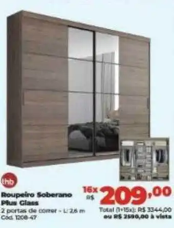 Lojas Becker Roupeiro soberano plus glass oferta