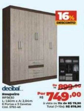 Lojas Becker Decibal roupeiro oferta