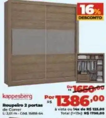 Lojas Becker Kappes berg roupeiro 2 portas oferta