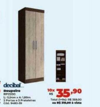 Lojas Becker Decibal roupeiro oferta