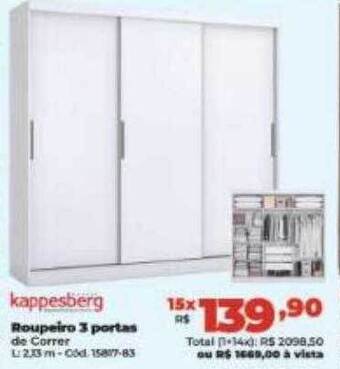 Lojas Becker Kappesberg roupeiro 3 portas oferta