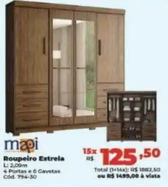 Lojas Becker Mapi roupeiro estrela oferta