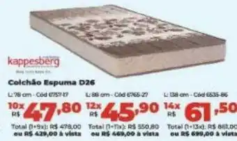 Lojas Becker Kappesberg colchão espuma d26 oferta