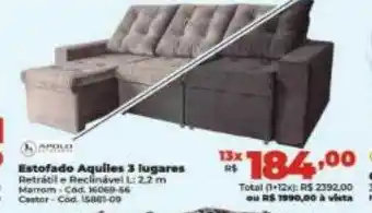 Lojas Becker Estofado aquiles 3 lugares apolo oferta