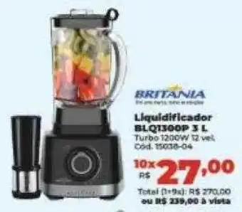 Liquidificador blq1300p 3l britania