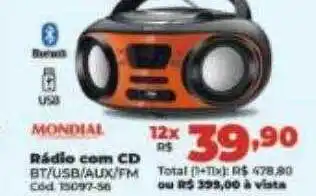 Lojas Becker Mondial rádio com cd oferta
