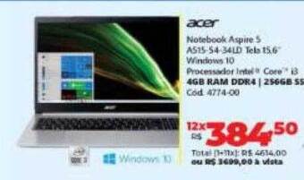 Lojas Becker Acer notebook aspire 5 oferta