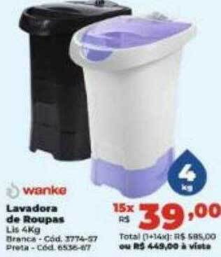 Lojas Becker Wanke lavadora de roupas oferta