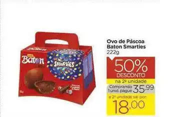 Carrefour Market Ovos De Páscoa Baton Smarties 50% Desconto Na 2a Unidade 222g oferta