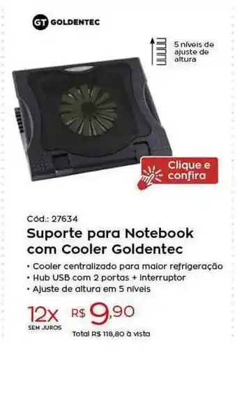 Ibyte Suporte Para Notebook Com Cooler Goldentec oferta
