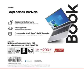 Ibyte Notebook Samsung Book E40 Com Processador Intel Core I3 oferta