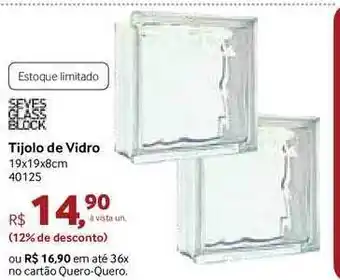 Quero Quero Tijolo De Vidro 40125 Seves Glass Block 19x19x8cm oferta