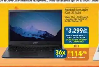 Supermercados Condor Notebook Acer Aspire A315 23r6dj oferta