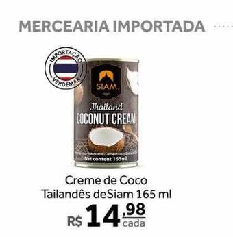 Verdemar Supermercado Creme de coco tailandês de siam oferta