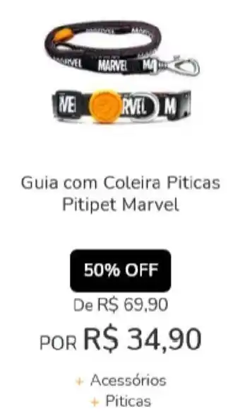 Cobasi Guia com Coleira Pitcas Pitipet Marvel oferta