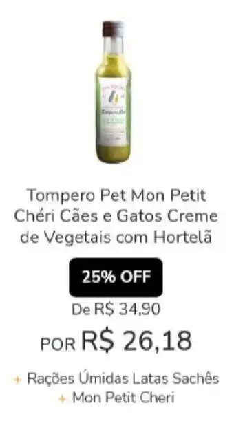 Tompero Pet mon Petit Cheri Caes e Gatos Creme de Vegetas com Hortela