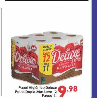 Rede Super Compras Papel higiênico deluxe folha dupla 20m leve 12 pague 11 oferta
