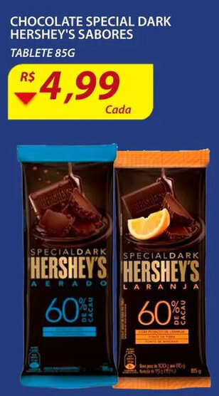 Assaí Atacadista Chocolate Special Dark Hershey's sabores 85g oferta