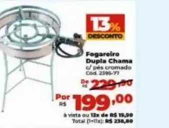 Lojas Becker Fogareiro dupla chama 13% desconto oferta