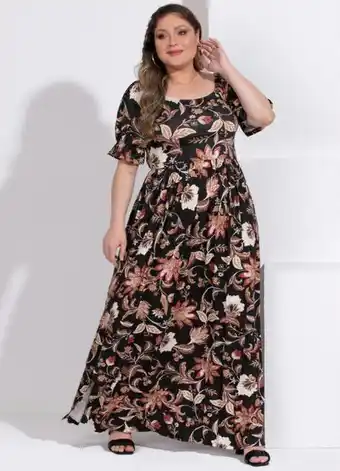 Posthaus Quintess - vestido longo floral folk com bolsos oferta