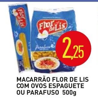 Macarrao Flor de Lis com ovos Espaguete ou Parafuso 500g