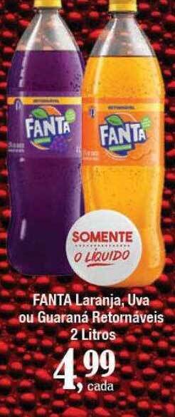 Supermercados Unidos Fanta laranja, uva ou guaraná retornáveis oferta