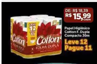 Papel higiênico cotton f dupla compacto leve 12 pague 11