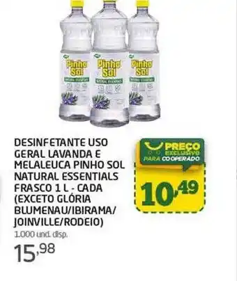 Desinfetante uso geral lavanda e melaleuca pinho sol natural essentials frasco - cada