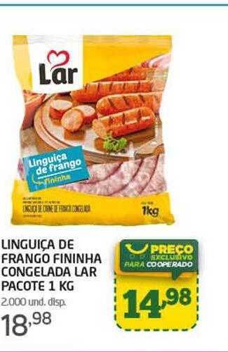 Cooper Linguiça de frango fininha congelada lar pacote oferta