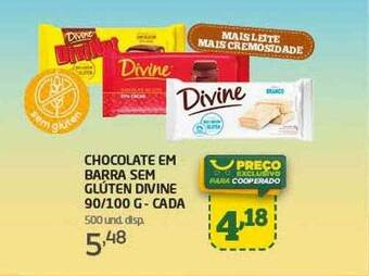 Chocolate em barra sem glúten divine - cada