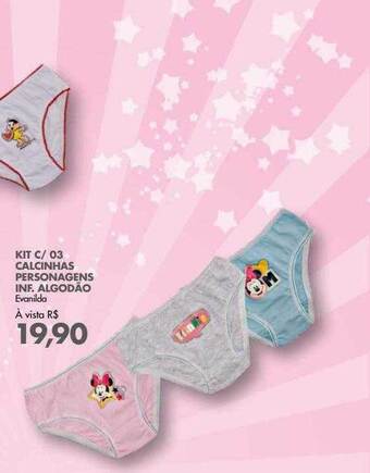 Grupo Formosa Kit c- 03 calcinhas personagens inf. algodão oferta