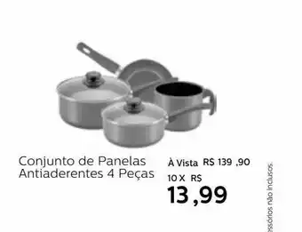 Conjunto de panelas antiaderentes 4 peças