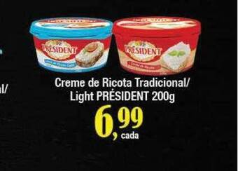 Supermercados Unidos Creme de ricota tradicional light président oferta