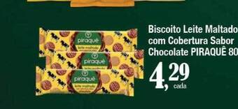 Supermercados Unidos Biscoito leite maltado com cobertura sabor chocolate piraquê oferta