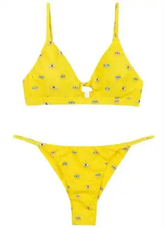 Enfim - biquíni top amarelo uv olho grego beach