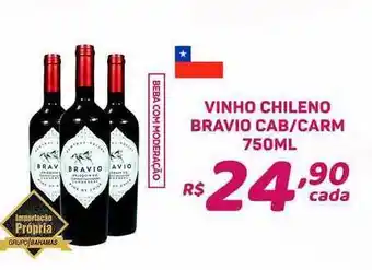 Bahamas Supermercados Vinho Chileno Bravio Cab Carm 750ml oferta
