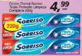 Supermercados Guanabara Creme Dental Sorriso Tripla Protecao Limpeza Completa 220g oferta