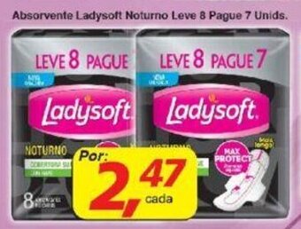 Absorvente Ladysoft Noturno leve 8 Pague 7 unids.