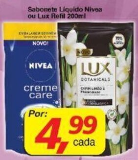Supermercados Guanabara Sabonete Liquido Nivea ou Lux Refil 200ml oferta