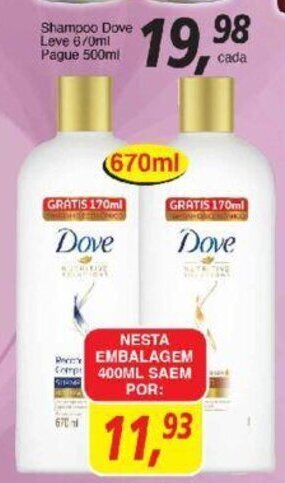 Supermercados Guanabara Shampoo Dove Leve 670ml Pague 400ml oferta