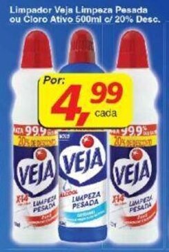 Supermercados Guanabara Limpador Veja Limpeza Pesada ou Cloro Ativo 500ml c/20% de Desc. oferta