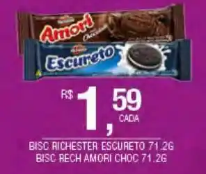 DB Supermercados Biscoitos richester escureto / amori 71.2g oferta