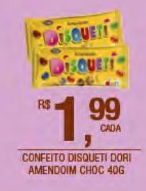 DB Supermercados Confeito disqueti dori amendoim chocolate 40g oferta