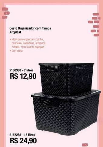 Cesto organizador com tampa arqplast