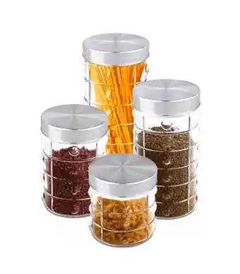 Freitas Varejo Jogo de potes de vidro com tampa inox 4 peças útil bazar tw017abcd oferta
