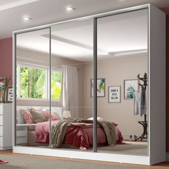 Guarda roupa casal 3 portas com espelho madesa royale