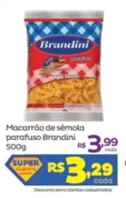 Super Lagoa macarrao de semola parafuso Brandini 500g oferta