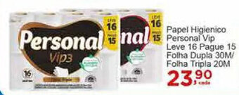 Rossi Supermercado Papel Higiénico Personal Vip leve 16 pague 15 folha dupla 30m oferta