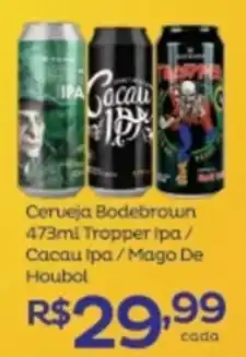 Super Lagoa Cerveja Badebrown 473ml Tropper Ipa/ Cacai Ipa/ Mago de Houbol oferta